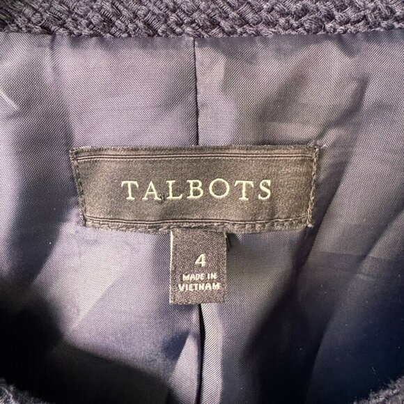 Talbots Cropped Zippered Collarless Blazer Navy - Picture 4 of 11